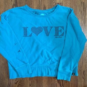 Life Is Good Blue LOVE Relaxed Fit Sweatshirt Size Large